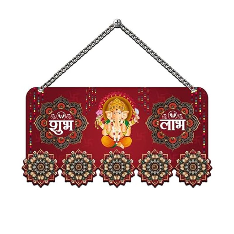 Diwali Wall Hanging Shubh Labh Quote Wall Art Decor Festive Home Decoration For Bedroom, Living Room, Pooja Room Artwork Decor Items for Living Room